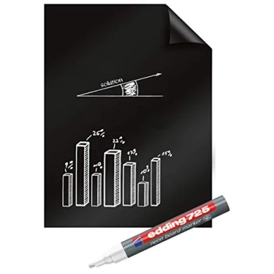 Afbeelding van Legamaster Magic Chart Blackboard folie statisch zelfklevend mat zwart 80x60cm incl. 1 krijtmarker 25 folievellen op een rol