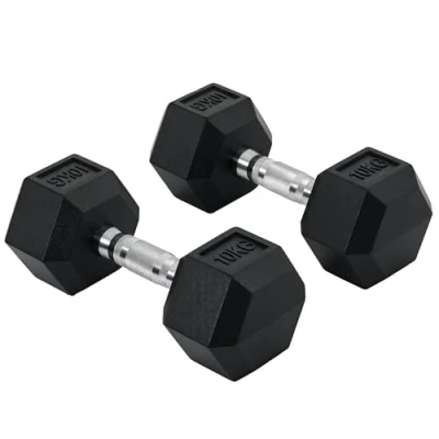Afbeelding van HOMCOM Set van 2 korte halters in zeshoekige vorm A91 019V01