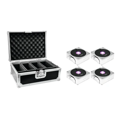 Afbeelding van Eurolite Set 4x accu IP Flat Light 1 chroom + koffer LED Uplight