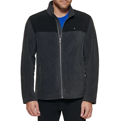 Afbeelding van Tommy Hilfiger Heren Classic Zip Front Polar Fleece Jacket (normale en grote lange maten) (, Zwart/Houtskool, M