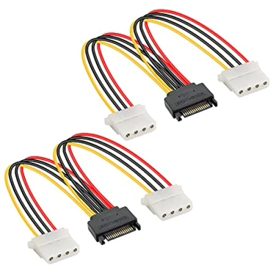 Afbeelding van GELRHONR Molex Voeding Splitter,SATA 15Pin naar Dual 4pin IDE Stroomkabel voor HHD/SSD/DVD RW/Hard Drive 2PCS
