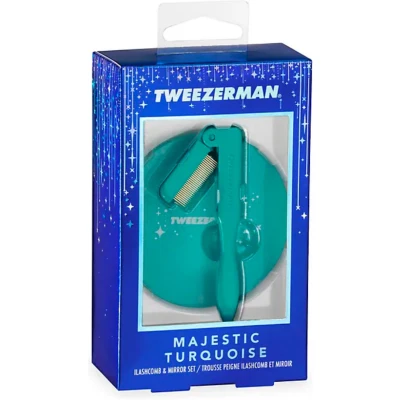 Afbeelding van Tweezerman Majestic Turquoise Lashcomb &amp; Mirror Set Giftsets Beautytasting