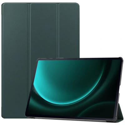 Afbeelding van Samsung Galaxy Tab S9 FE Plus Hoes: iMoshion Trifold Bookcase Donkergroen Kunstleder Tablet Hoezen