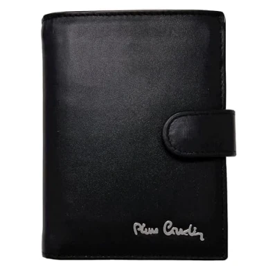 Afbeelding van Pierre Cardin Heren Portemonnee, Echt Leer, Slim, Man, Small Thin RFID, Gift, Lederen Bankbiljettenhouder, Jongens zwart/bordeauxrood, Elegant