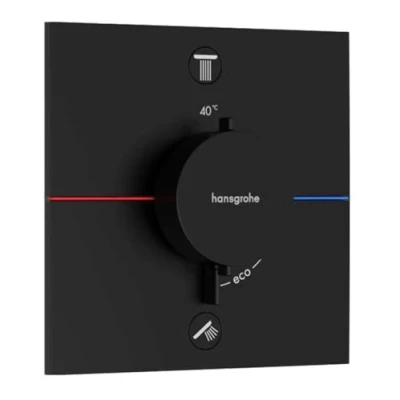 Afbeelding van Hansgrohe showerselect comfort e afbouwdeel voor inbouw douchekraan thermostatisch met 2 functies vierkant afgeronde hoeken mat zwart 15572670