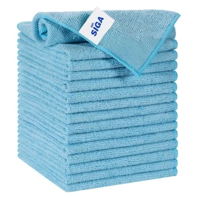Afbeelding van MR.SIGA Microvezel Schoonmaakdoekje, Herbruikbare Microvezeldoekjes, Streepvrije Schoonmaakdoekjes voor Keuken, Badkamers, Ramen, Spiegels, Auto, Pak van 15, Hemelsblauw,30 x 30 cm (11,8 11,8 inch)