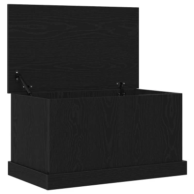 Afbeelding van vidaXL Moderne zwarte eikenkist, 70 x 40 38 cm, massief hout, mat oppervlak, ideaal voor slaapkamer en woonkamer, decoratieve functionele oplossing, houten kast, interieurdecoratie, huisorganisatie