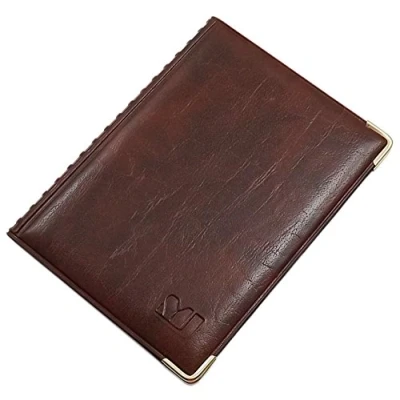 Afbeelding van MJ Design beschermhoes voor identiteitskaarten met beschermhoeken van metaal, 4 vakken, gemaakt in de EU, 2 / bruin, Taille unique
