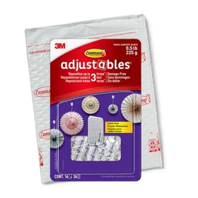 Afbeelding van Command Verstelbare, herpositioneerbare clips van 0,2 kg, 16 clips, 36 strips