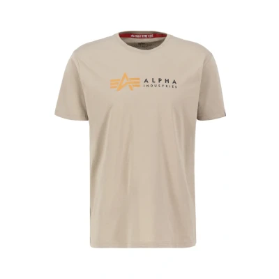 Afbeelding van Alpha Industries Label Tshirt print, Heren, Maat: Small, Vintage sand