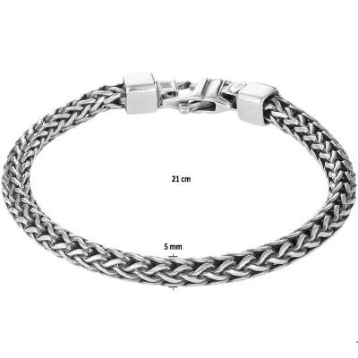 Afbeelding van Zilver Geoxideerde Armband oxi vossestaart 5 mm 21 cm 1101644