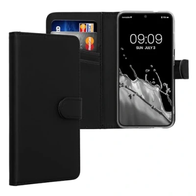 Afbeelding van kwmobile telefoonhoesje geschikt voor Samsung Galaxy S24 Hoesje met pasjeshouder in zwart Wallet case