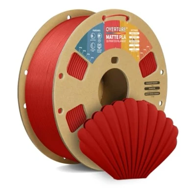 Afbeelding van OVERTURE PLA Matte 3D Printer Filament 1.75mm, 1kg Cardboard Spool (2.2lbs), Dimensional Accuracy +/ 0.02 mm(Matte Brick Red)