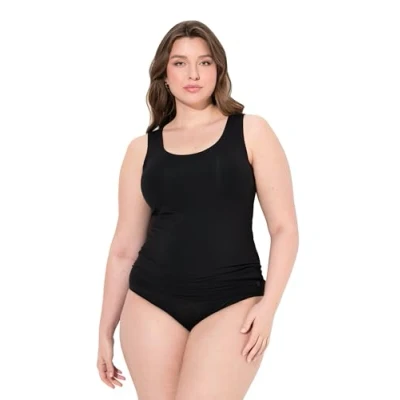 Afbeelding van Ulla Popken Dames tanktop Bonded T shirt, zwart, 54/56, 54/56 NL
