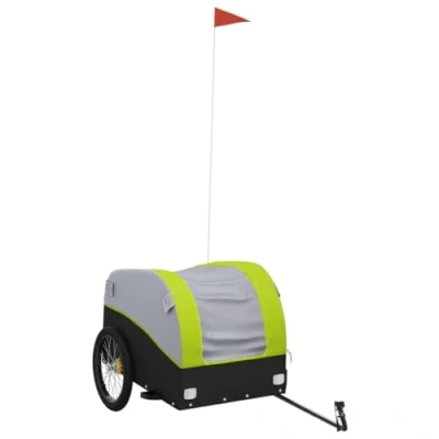 Afbeelding van vidaXL Fietstrailer 45 kg ijzer zwart en groen