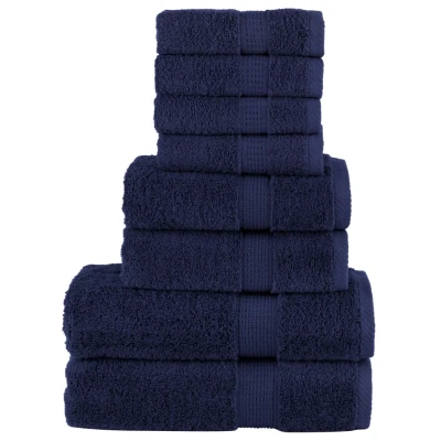Afbeelding van 8 delige Handdoekenset 600 g/m 100% katoen marineblauw