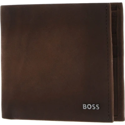 Afbeelding van BOSS Leren Kaarthoes New Crosstown 8 CC Card Case Dark Brown Donkerbruin