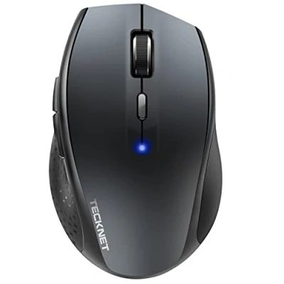 Afbeelding van TECKNET draadloze muis, bluetooth 3200 dpi, 6 verstelbare dpi niveaus, ergonomische muis met batterij indicator voor laptop, computer, iPad Pro, Windows