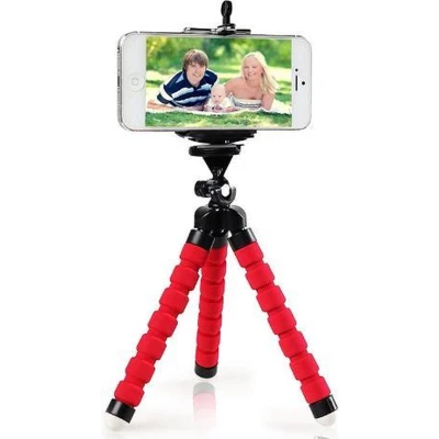 Afbeelding van Statief Selfiestandaard Telefoonstatief Tripod Rood 3 poten Universeel