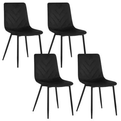 Afbeelding van Lestarain Eetkamerstoel, set van 4, keukenstoel met rugleuning, make upstoel voor slaapkamer, woonkamer, metaal en fluweel, draagkracht 150 kg, zwart, LCNI130002 4