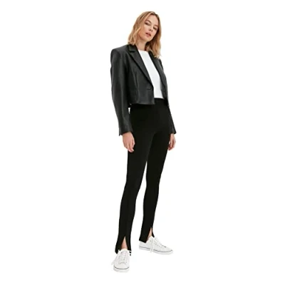 Afbeelding van Trendyol Zwarte Spleetdetail Rekbare Gebreide Hoge Broek Tweeaw22Pl0323