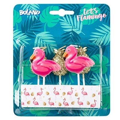 Afbeelding van Taartkaarsje Flamingo en Ananas 5 stuks