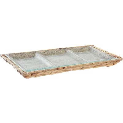 Afbeelding van Snackdienblad DKD Home Decor Transparant Natuurlijk Kristal 42 x 20 3,5 cm