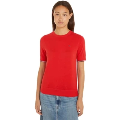 Afbeelding van Tommy Hilfiger Stitch Tshirt basic, Dames, Maat: XL, Fierce red