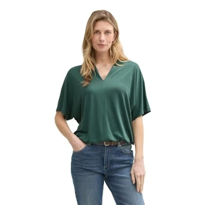Afbeelding van TOM Tailor V NECK Tshirt basic, Dames, Maat: Small, Explorer green