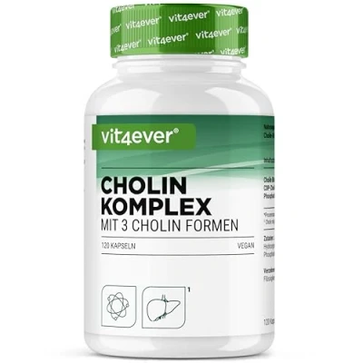 Afbeelding van Choline Complex met 3 Cholinevormen 120 Capsules Bitartraat, Citicoline &amp; Fosfatidylcholine in synergetische combinatie Zonder toevoegingen Veganistisch