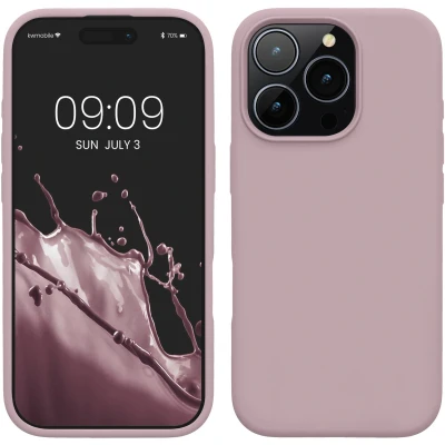 Afbeelding van kwmobile telefoonhoesje geschikt voor Apple iPhone 16 Pro Hoesje met siliconen coating Smartphone case in mauve
