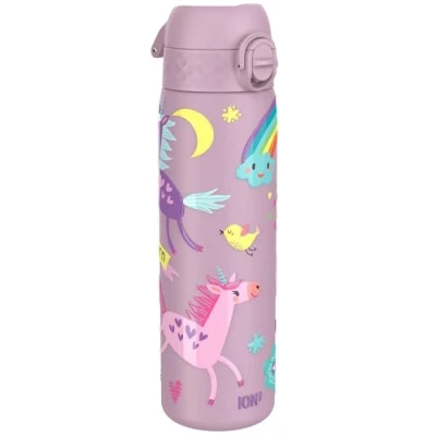 Afbeelding van ION8 Vacuüm Geïsoleerde Stalen Waterfles, 500 ml/18 oz, Lekvrij, Makkelijk te Openen, Veilige Vergrendeling, Vaatwasserbestendig, Past in Bekerhouders, Draaghendel, Krasbestendig,Reliëfprint, Eenhoorn