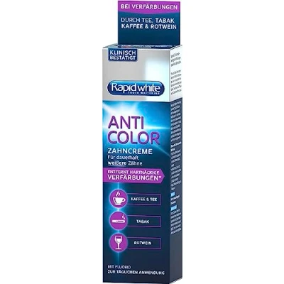 Afbeelding van Rapid White Anti Color Tandpasta, voor wittere tanden, zonder waterstofperoxide, effectieve formule, 75 ml
