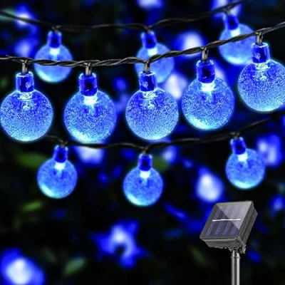 Afbeelding van LQWELL® Solar Fairy Lights Voor Buitentuin, Chain Light Crystal Balls 60LED 13M IP44 8 Modi Buiten/Binnen Tuin Patio Balkonraam (Blauw)