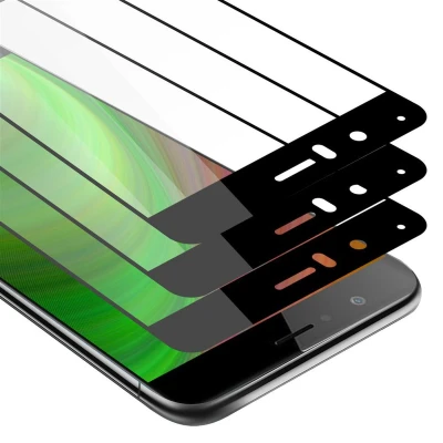 Afbeelding van Cadorabo 3x Screenprotector geschikt voor Honor V8 Volledig scherm pantserfolie Beschermfolie in TRANSPARANT met ZWART Getemperd (Tempered) Display beschermend glas 9H hardheid 3D Touch
