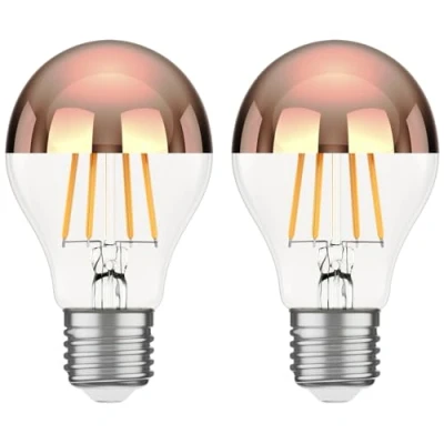 Afbeelding van ledscom.de 2 stuks E27 LED lamp, A60, warm wit (2600 K), 7,5 W, 839lm, hoofdspiegel (roségoud)