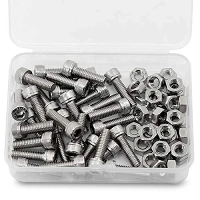 Afbeelding van M6 * 10mm 40 Stuks Inbusbout en Moer Combinatie Doos 304 Roestvrijstalen Inbusbouten