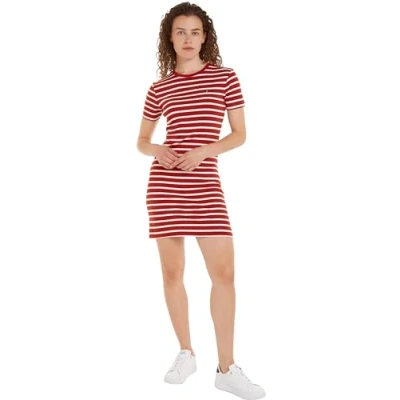 Afbeelding van Tommy Hilfiger NEW CODY SLIM Etuijurk, Dames, Maat: XS, Dark magma/ecru