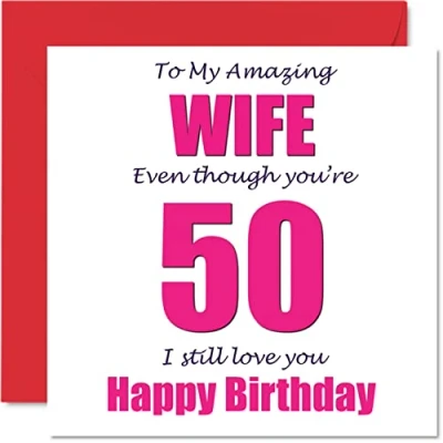 Afbeelding van Grappige 50e verjaardagskaarten voor vrouw 50 I Still Love You Gelukkige verjaardagskaart van echtgenoot partner, vijftig vijftigste Wifey Banter verjaardagscadeaus, 145mm x grap humor wenskaarten