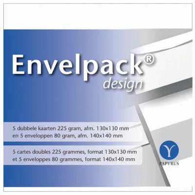 Afbeelding van Dubbele kaarten +enveloppen Papyrus 130x130mm wit