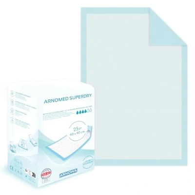 Afbeelding van 25x ARNOMED incontinentie onderlegger wegwerp licht, absorberende 60x90cm, baby aankleedkussen wegwerp, 5 laags cellulose bed voor incontinentie, onderleggers