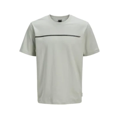 Afbeelding van JACK&amp;JONES PLUS JCOFUSION FULL BRANDING TEE SS CRE PLS Heren T shirt Aqua Gray
