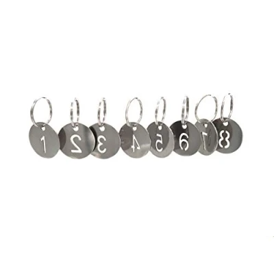 Afbeelding van NanTun 304 roestvrij stalen sleutelhangers met ring 100 stuks, 25 mm Hollowed Number ID Tags Sleutelhanger, genummerde sleutelringen 1 tot
