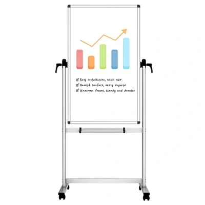 Afbeelding van VIZ PRO Dubbelzijdig magnetisch roterend mobiel whiteboard, aluminium frame &amp; standaard, 120 x 60 cm