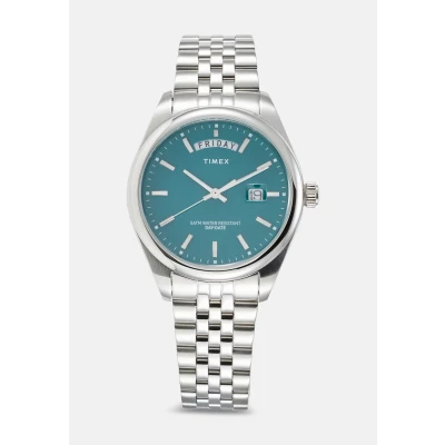Afbeelding van Timex Legacy DAY DATE Unisex Horloge sillvercoloured/deep ocean, Maat: One Size, Sillver coloured/deep ocean