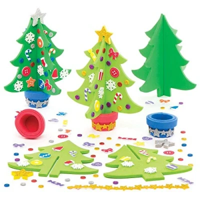Afbeelding van Baker Ross AR802 Kerstboomset (4 stuks) voor kinderen, om te knutselen en decoreren.,gesorteerd