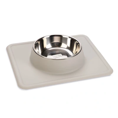 Afbeelding van Karlie Edelstalen Voerbak Silicoon Dex 350ml, Ø14cm lichtgrijs Hond