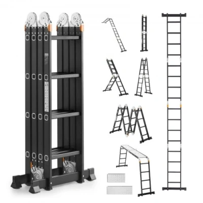 Afbeelding van VEVOR multifunctionele ladder ladderframe 7 in 1 4 treden 4650mm