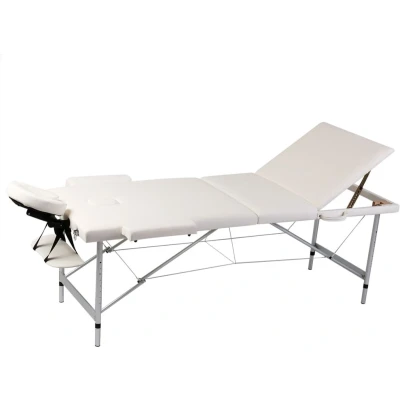 Afbeelding van vidaXL Inklapbare massagetafel 3 zones met aluminium frame (creme)