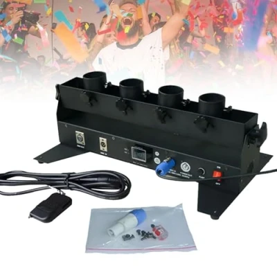 Afbeelding van Elektrische Confetti Kanon Machine Draagbare Kanon, Professionele 4 Schots Lanceerder voor Partylight Effect Club Bar Bruiloft Kerstmis Halloween Carnaval Pasen